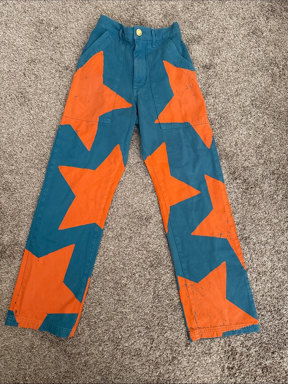 Big Bud Press Teal Orange Star Print women's Pants size XXS
